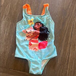 Disney Moana Kids Swim One Piece - Light Blue and Orange